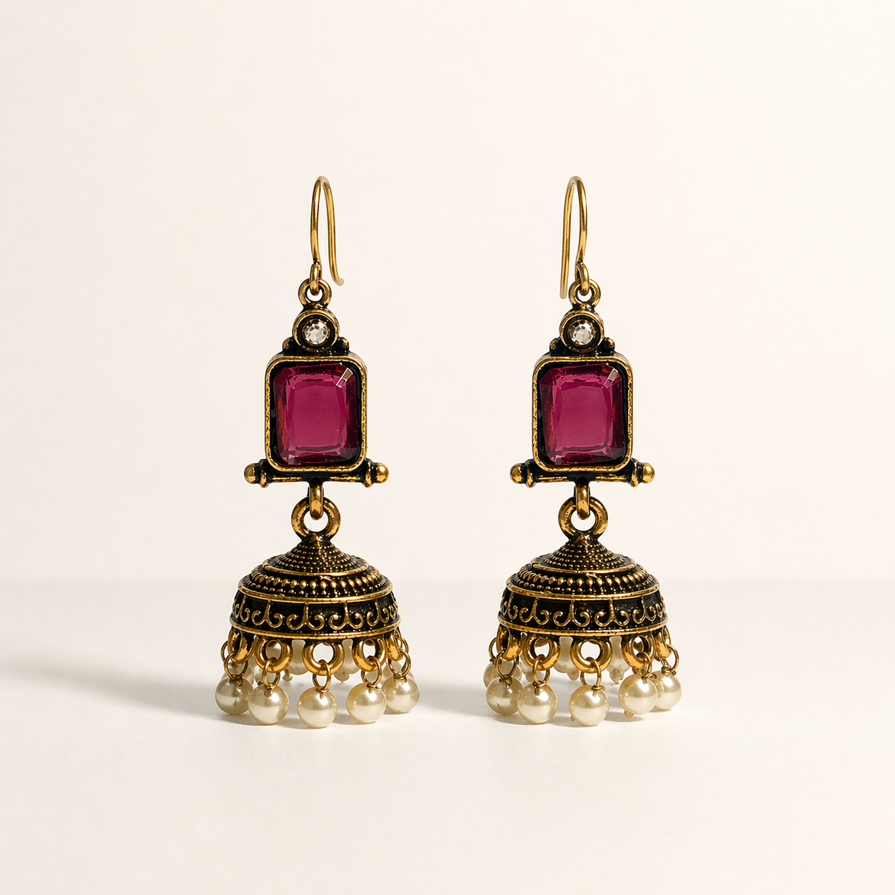 Ruby Jhumki Drop Earrings