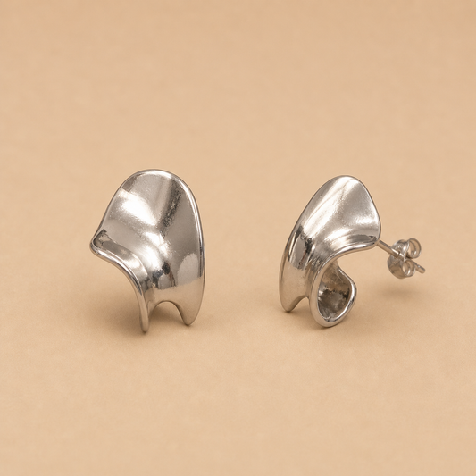 Sculpted Wave Stud Earrings