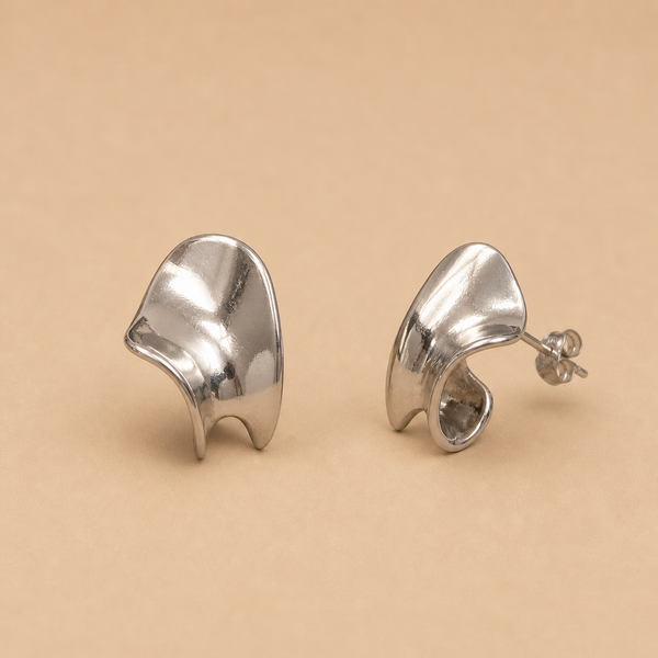 Sculpted Wave Stud Earrings