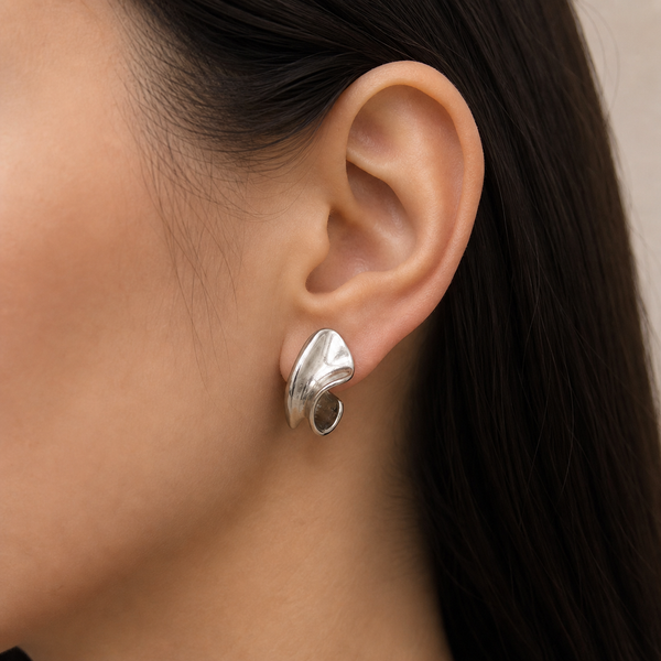 Sculpted Wave Stud Earrings