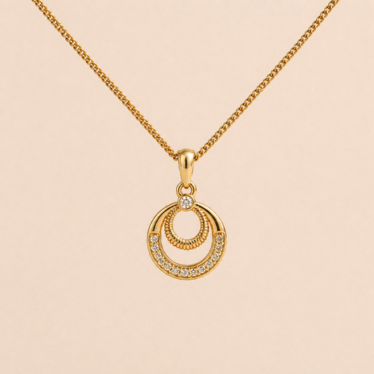 Dual Halo Pendant Necklace
