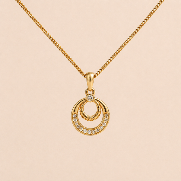 Dual Halo Pendant Necklace