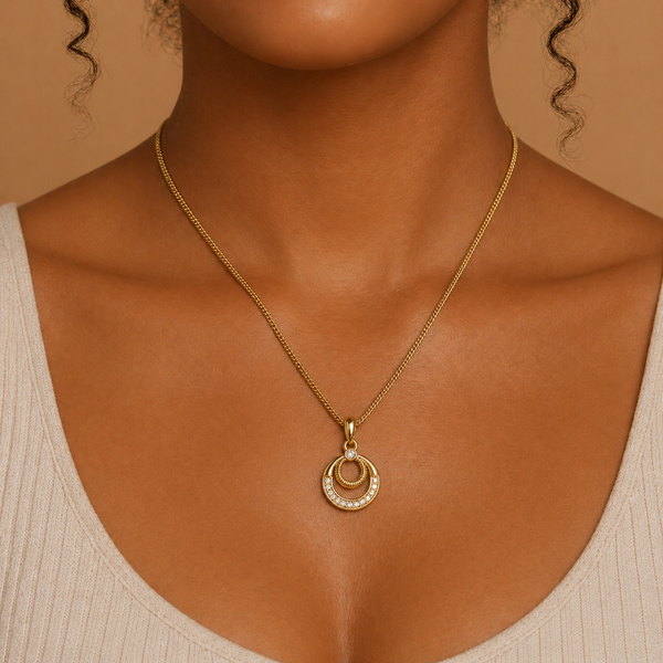 Dual Halo Pendant Necklace