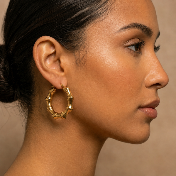 Bamboo Edge Hoop Earrings