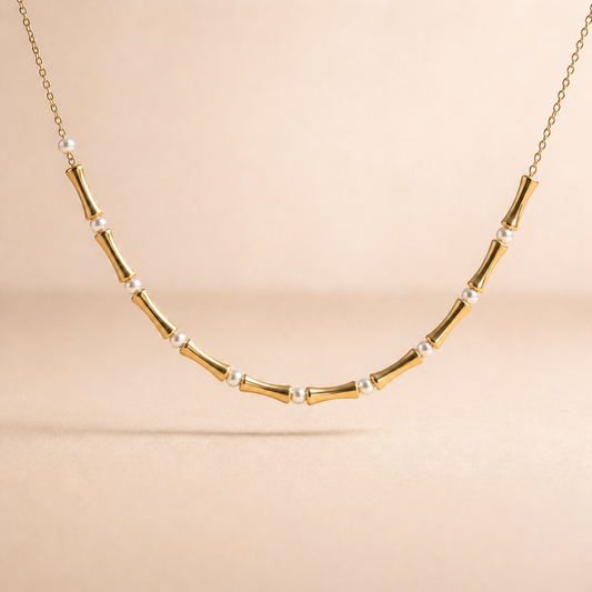 Pearl Bamboo Bar Necklace