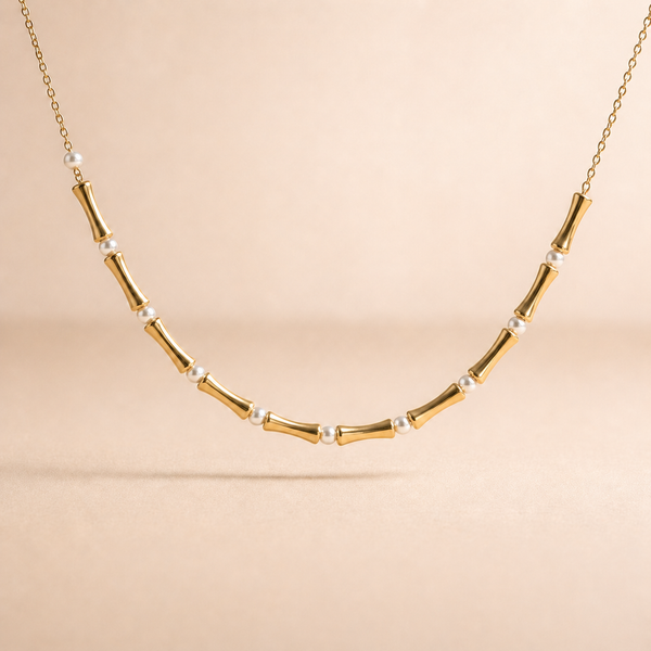 Pearl Bamboo Bar Necklace