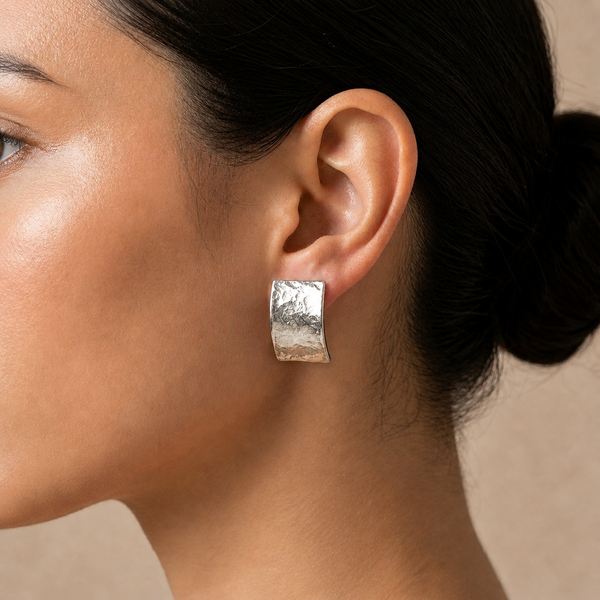 Brushed Curve Statement Studs