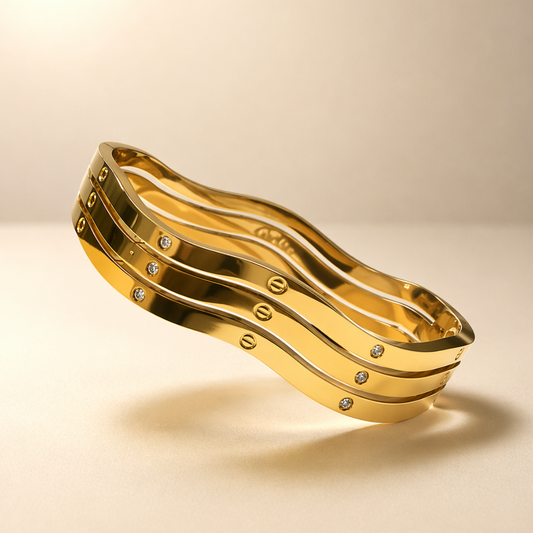 Layered Wave Crystal Bracelet